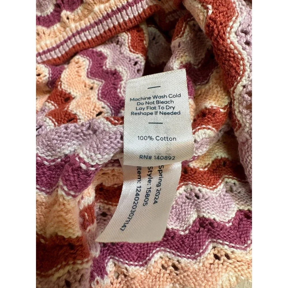 Marine Layer Knit Polo Striped Cotton Retro 70s Preppy Crochet Coastal Grandma S
